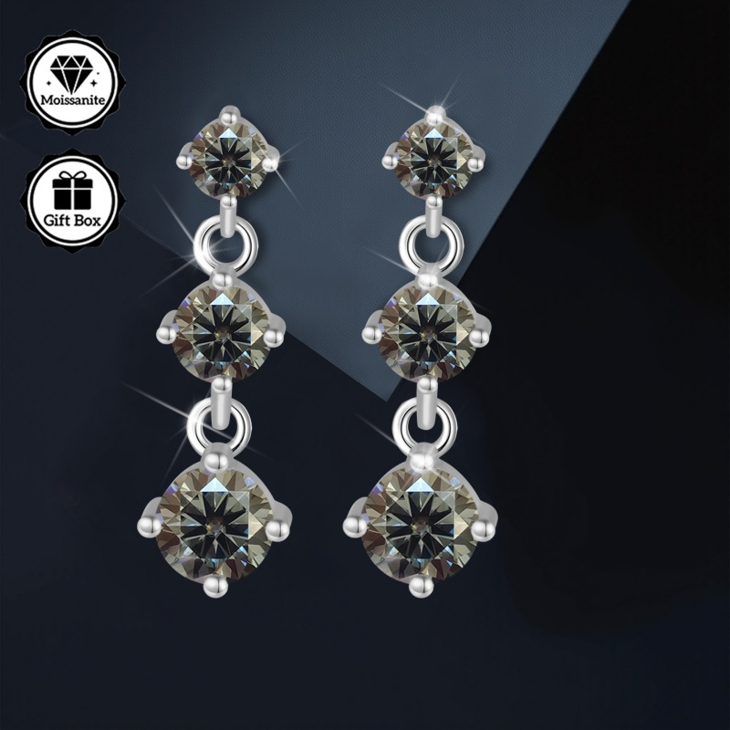 Women's 1.8 Carat GRA Moissanite Earrings, Elegant Design